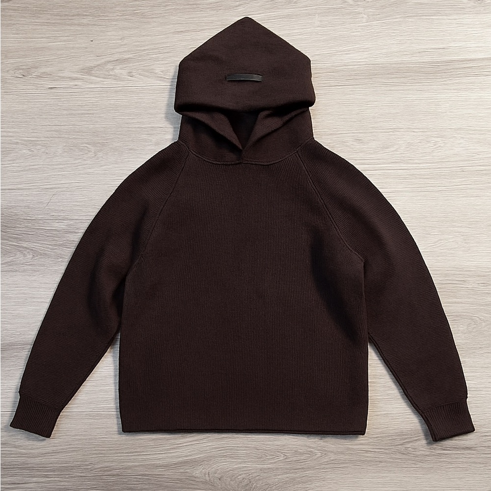 Fear of God Essentials Dark Brown Hoodie Sweatshirt Size 8 - Picture 5 of 8
